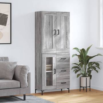 Stylish Highboard Grey Sonoma - Engineered Wood Storage