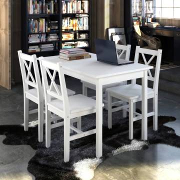 5 Piece White Dining Set - Elegant & Durable | Hipo Market