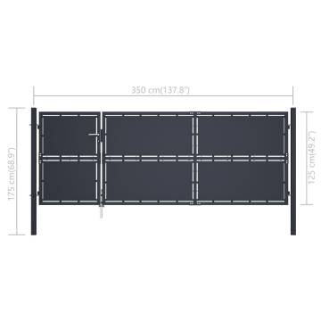 Steel Garden Gate 350x125 cm Anthracite | Durable & Secure