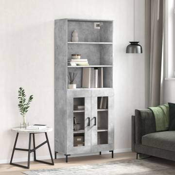 Stylish Highboard Concrete Grey - Engineered Wood Storage