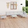 8 Piece Garden Lounge Set - Solid Pine Wood in White | Hipo Market