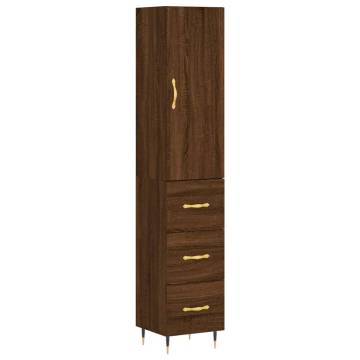 Stylish Highboard Brown Oak - 34.5x34x180 cm Engineered Wood