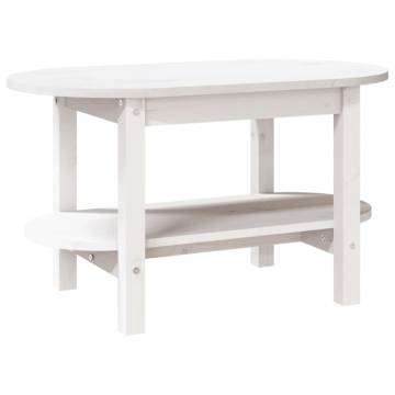 Elegant White Coffee Table - Solid Pine 80x45 cm