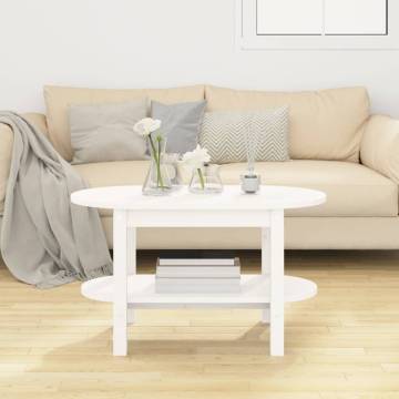 Elegant White Coffee Table - Solid Pine 80x45 cm