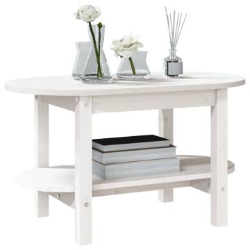 Elegant White Coffee Table - Solid Pine 80x45 cm