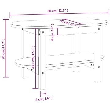 Elegant White Coffee Table - Solid Pine 80x45 cm