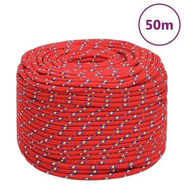 Boat Rope Red 8mm 50m Polypropylene for Sailing & Boating