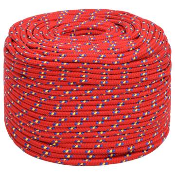 Boat Rope Red 8mm 50m Polypropylene for Sailing & Boating