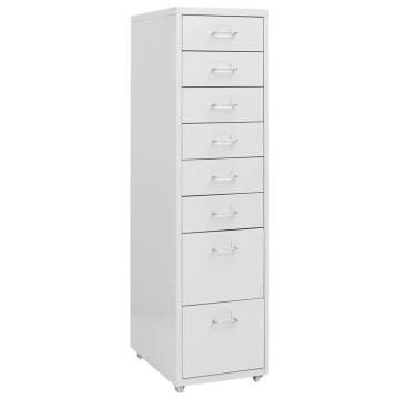 Mobile File Cabinet Grey - Durable Metal 8 Drawer Storage