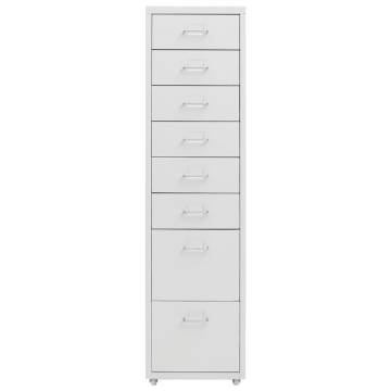 Mobile File Cabinet Grey - Durable Metal 8 Drawer Storage