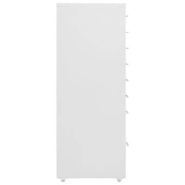 Mobile File Cabinet Grey - Durable Metal 8 Drawer Storage