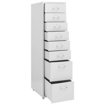 Mobile File Cabinet Grey - Durable Metal 8 Drawer Storage