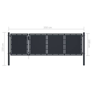 Garden Gate Steel 350x100 cm Anthracite - Durable & Secure