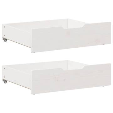 Under-Bed Drawers 2 pcs - White Solid Pinewood Storage