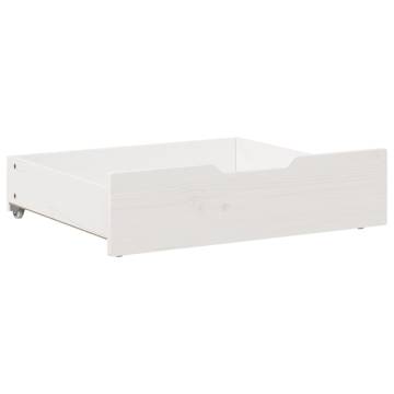 Under-Bed Drawers 2 pcs - White Solid Pinewood Storage