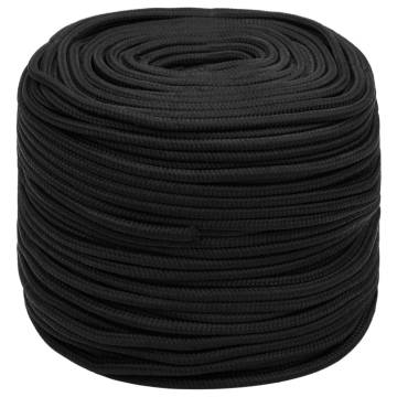 Boat Rope Full Black 8mm 100m Polypropylene - Durable & Versatile