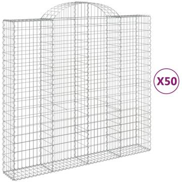 Arched Gabion Baskets - 50 pcs Galvanised Iron 200x50x180/200 cm