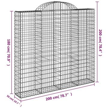 Arched Gabion Baskets - 50 pcs Galvanised Iron 200x50x180/200 cm