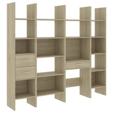 4 Piece Book Cabinet Set - Sonoma Oak Engineered Wood