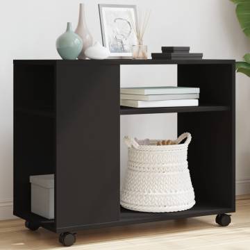 Stylish Black Side Table with Wheels - 70x35 cm | Hipo Market