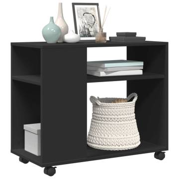 Stylish Black Side Table with Wheels - 70x35 cm | Hipo Market