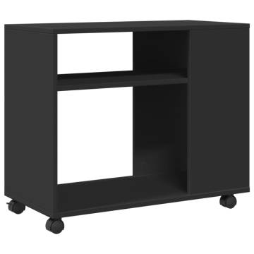 Stylish Black Side Table with Wheels - 70x35 cm | Hipo Market