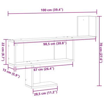 Wall Shelf Old Wood 100x15x70 cm - Durable Engineered Wood