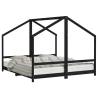 Kids Bed Frame Black 90x200 cm Solid Wood Pine | HipoMarket