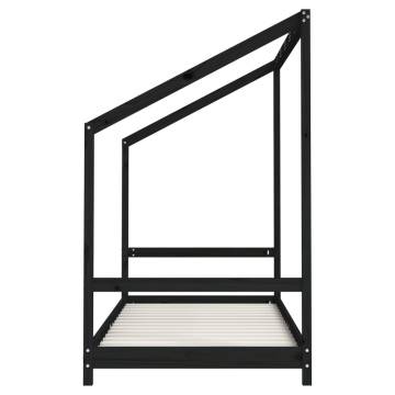 Kids Bed Frame Black 90x200 cm Solid Wood Pine | HipoMarket