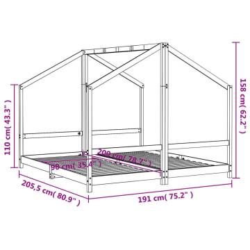 Kids Bed Frame Black 90x200 cm Solid Wood Pine | HipoMarket