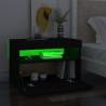 Stylish Bedside Cabinet & RGB LED Lights - 2 pcs Black