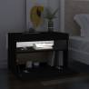 Stylish Bedside Cabinet & RGB LED Lights - 2 pcs Black