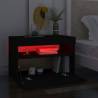 Stylish Bedside Cabinet & RGB LED Lights - 2 pcs Black