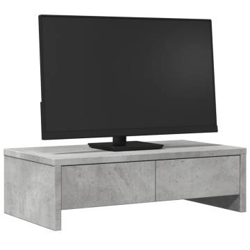 Monitor Stand with Drawers - Concrete Grey | HipoMarket