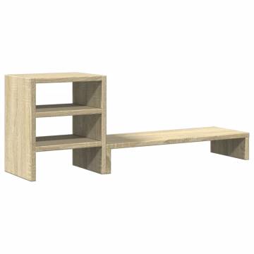 Monitor Stand with Desk Organiser - Sonoma Oak | HipoMarket UK