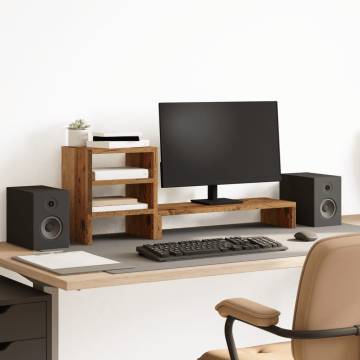 Monitor Stand with Desk Organiser - Old Wood Engineered Wood