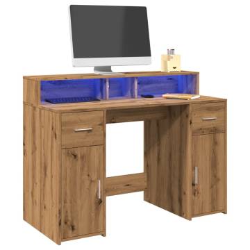 LED Desk in Artisian Oak - Stylish & Functional - Hipomarket