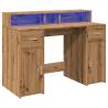 LED Desk in Artisian Oak - Stylish & Functional - Hipomarket