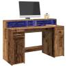  Desk with LED Lights Old Wood 140x55x91 cm Engineered Wood Colour old wood Size 140 x 55 x 91 cm 