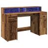 Desk with LED Lights - Old Wood 140x55 cm | Hipomarket