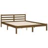 Honey Brown King Size Solid Wood Bed Frame with Headboard