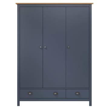 3-Door Wardrobe Hill Grey - Solid Pine Wood | Hipomarket