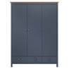 3-Door Wardrobe Hill Grey 127x50x170 cm Solid Pine Wood Colour grey Quantity in Package 1 Amount 