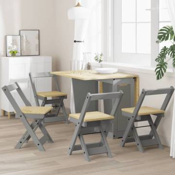 Corona Grey Foldable Dining Chairs - 4 pcs Pine Wood Set