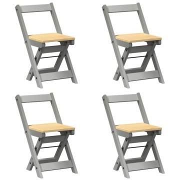 Corona Grey Foldable Dining Chairs - 4 pcs Pine Wood Set