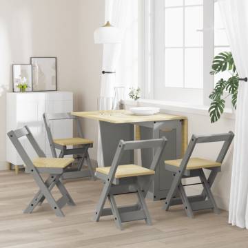 Corona Grey Foldable Dining Chairs - 4 pcs Pine Wood Set