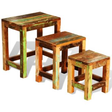 Vintage Reclaimed Wood Nesting Table Set - 3 Pieces