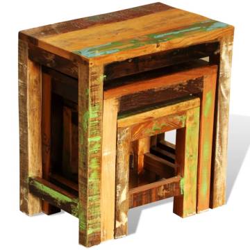 Vintage Reclaimed Wood Nesting Table Set - 3 Pieces