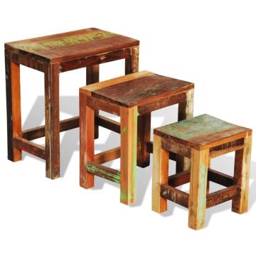 Vintage Reclaimed Wood Nesting Table Set - 3 Pieces