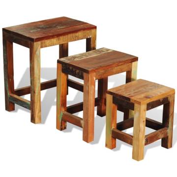 Vintage Reclaimed Wood Nesting Table Set - 3 Pieces